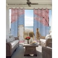 thumbnail image 4 of Pink Cat Blackout Curtains 63 Inches Long, Spring Cherry Blossoms Botanical Blue Sky Thermal Insulated Black Out Curtains, Darkening Window Curtain Drapes for Bedroom Living Room 42"x63" 2 Panels, 4 of 9