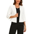 thumbnail image 1 of INSPIRAR CHIC Blazer Elegante para Mujer, Chaqueta de Traje de Trabajo con Peplum, Sin Cuello, de Manga 3/4, Color Blanco, 1 of 6