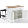 thumbnail image 3 of OXFORD BUTCHER BLOCK TOP KITCHEN ISLAND IN WHITE FINISH WITH 24" BLACK UPHOLSTERED SADDLE STOOLS, 3 of 6