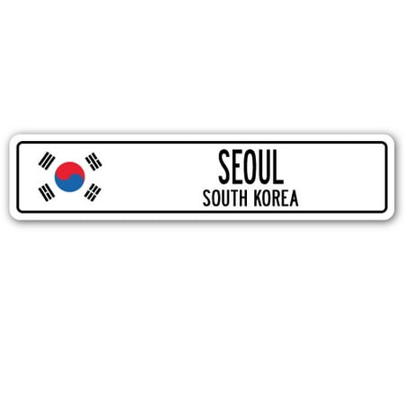 SEOUL, SOUTH KOREA Street Sign South Korean flag city country road wall (Best Places To Visit In Seoul South Korea)