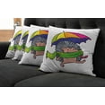 thumbnail image 2 of Ambesonne Hedgehog Throw Pillow Cover 4 Pack, Smiling Animal Spikes, 24", Multicolor, 2 of 6