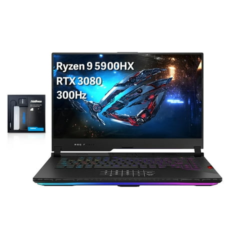 Asus 2023 ROG Strix Scar 15 15.6inches IPS Type FHD Gaming Laptop, AMD Ryzen 9 5900HX, 32GB RAM, 2TB PCIe SSD, Backlit Keyboard, GeForce RTX 3080, WiFi 6, Win 11 Pro, Gray, 32GB SnowBell USB Card