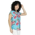 thumbnail image 6 of LA LEELA Women's Dressy Short Sleeve Loose Comfy Party Top Pleated Work Blouses Loose Casual Tunic Tops Trendy Flowy Blouse For Women S Blue Floral, 6 of 6