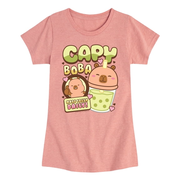 CapyFun - Capybara Boba - Youth Girls Fitted Short Sleeve T-Shirt