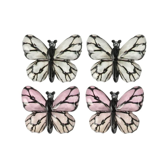 Unique Bargains 4 Pcs Elegant Hair Clips Hairdo Clips for Women 1.26"x0.98"x0.43" Pink White