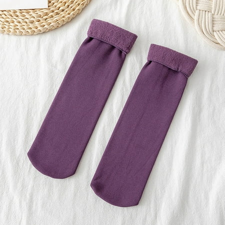 

Women Casual Solid Plush Socks Warm Thickened Socks Purple
