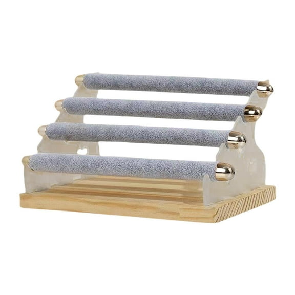 Segolike Rings Display Stand Jewelry Rack Portable Wooden Base Detachable Rings Holder Modern Jewelry Storage Organization for Desktop Gray Velvet