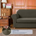 thumbnail image 7 of Subrtex Stretch 2-Piece Textured Grid Sofa Slipcover Jacquard Non Slip Couch Cover (Olive Drab, Armchair), 7 of 7