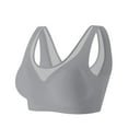 thumbnail image 2 of Gymayou Women Thin Breathable Seamless Wireless Bra V Mesh Beauty Back Fixed Molded Cup Vest Style Lingerie Sleep Bras Grey L, 2 of 9