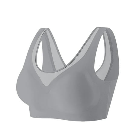 Cqxid525 Sports Bras for Women Women s Thin Breathable Non Marking Back Without Ring Fixed Cup Solid Color Splicing Tank Top Bra Underwear Xxl Gray