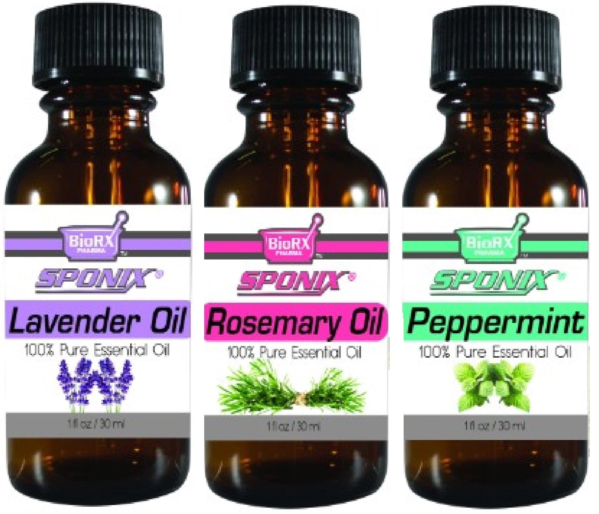 Essential Oil Gift Set of 3 Aromatherapy 30 mL / 1 Oz Peppermint