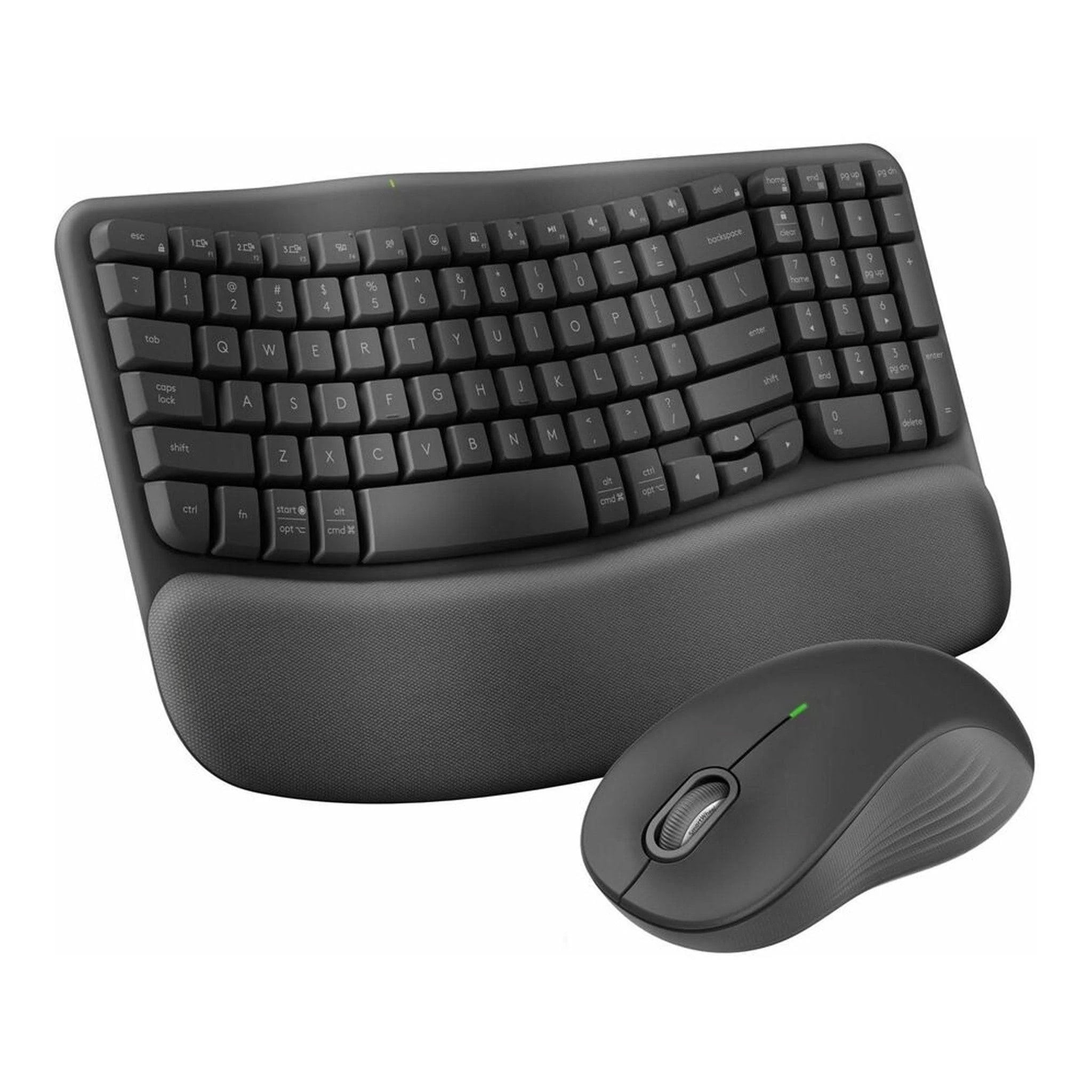 Logitech MK670 Comfort Wave Wireless Keyboard & Mouse Combo Home Office Active Lifestyle Modern Bundle with Micro Glow in the Dark Portable Wireless Bluetooth Speaker, Gel Wrist Pad & Gel Mouse Pad