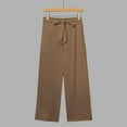 thumbnail image 6 of TOWED22 Capri Pants for Women Summer Casual Lounge Pants Cropped Cotton Linen Comfy Drawstring Baggy Trousers with Pockets（Brown,S）, 6 of 7