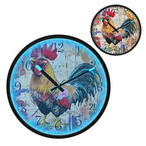 Voice Activated Clock with Glow Light 12 Inch Large Silent Wall Clock Battery Operated for Home Decor Colorful Rooster