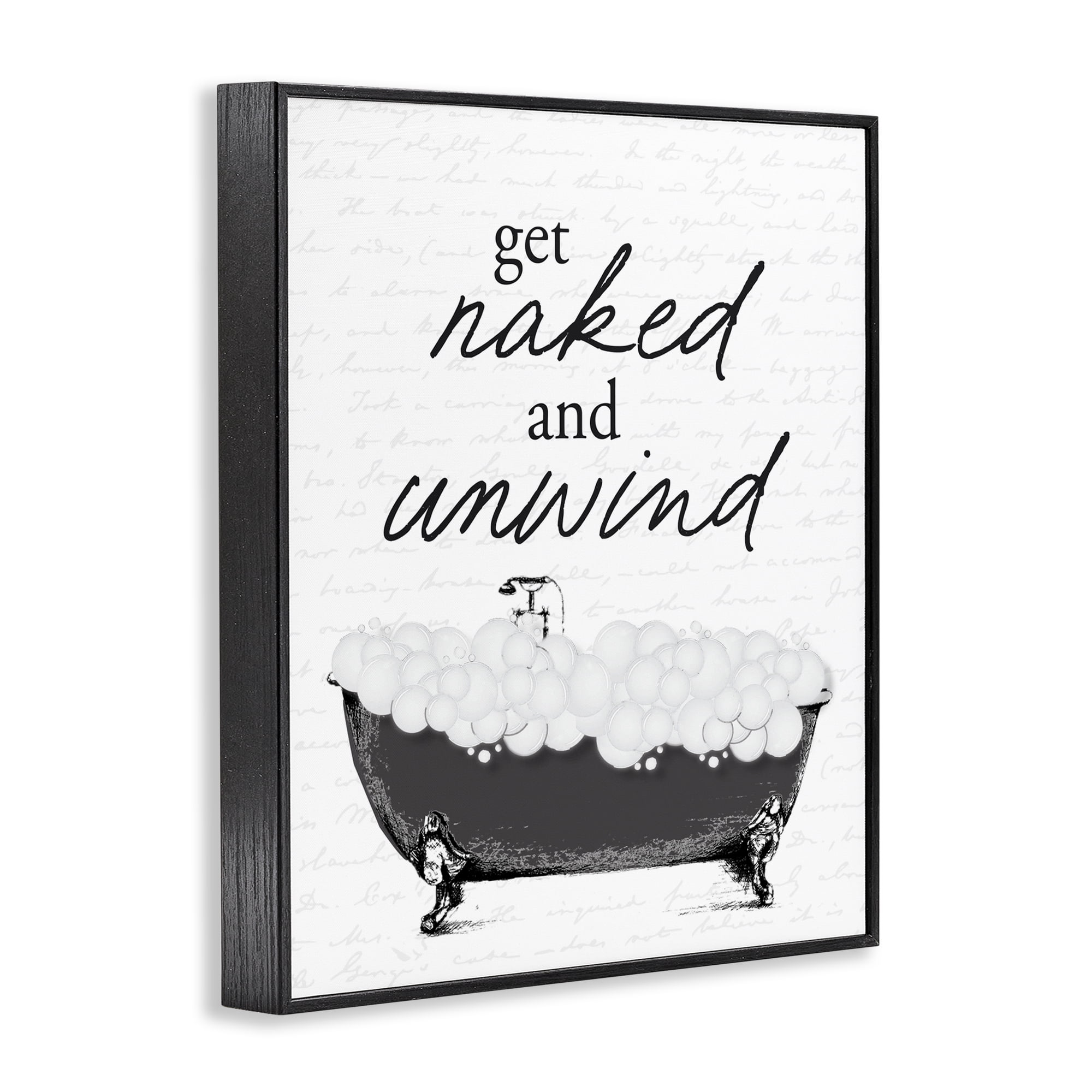 Unwind Bubble Bath Black Framed Giclee Art, design by Lettered and Lined