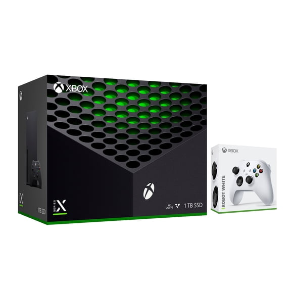 Xbox Series X Gaming Console Bundle - 1TB SSD Black Flagship Xbox with Two Xbox Wireless Controllers Black and White