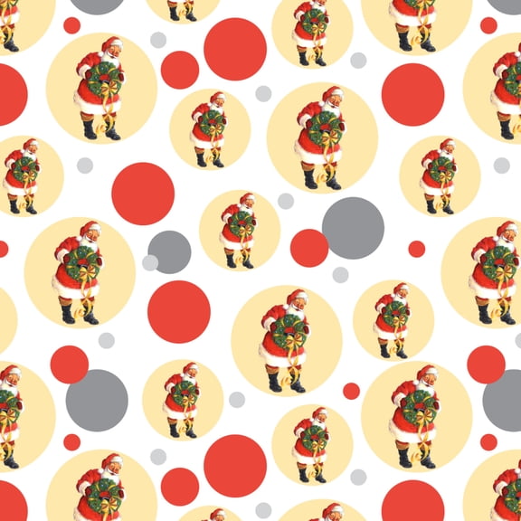 Christmas Holiday Santa Holding Wreath Premium Gift Wrap Wrapping Paper Roll