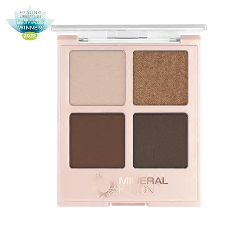 MINERAL FUSION Vegan Eye Shadow Palette, Coffee Break | 4 Blendable Shades in Matte, Satin, Shimmer