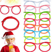 8 Pieces Silly Straw Glasses Crazy Fun Loop Straws Novelty Drinking Eyeglasses for Annual Meeting Fun Parties Birthday Assorted Colors