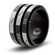 CritSuccess 3d6pips Dice Ring with Triple 6 sided Die Spinner with Pips (Size 13.5 - Stainless Steel - Black)