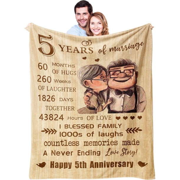 LHSHID 5 Year Anniversary Blanket Gifts for Wife/Her 5 Year Marriage Anniversary Blanket Gifts 5th Anniversary Romatic Gifts for Him/Couple Gift for 5th Wedding Anniversary 40"x50"
