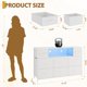 thumbnail image 1 of 10-Cajón Fabric Dresser TV Soporte Con LED Lights Y Charging Station Wooden Mejor Open Estanterías Entertainment Center Para Bedroom Living Room Hallway Fits 45-55 Pulgadas TVs Blanco, 1 of 8