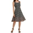 thumbnail image 3 of INSPIRE CHIC Women's Square Neck Sleeveless Floral a-Line Chiffon Midi Dress M Black-A, 3 of 8