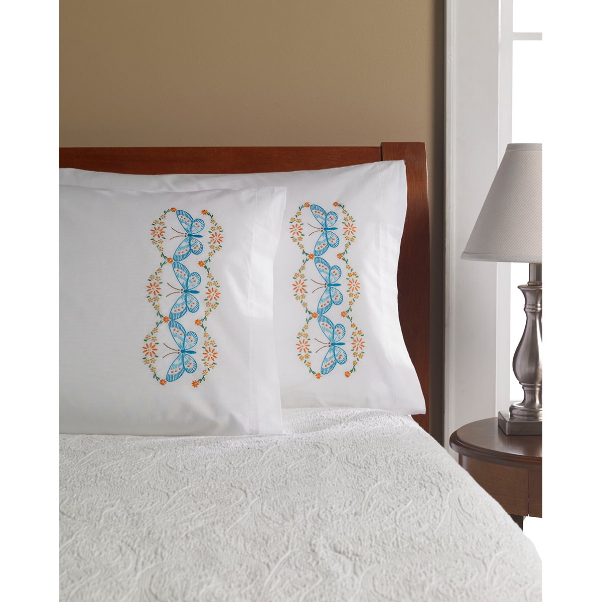 Bucilla Stamped Cross Stitch & Embroidery - Pillowcase Pairs - Walmart