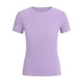 thumbnail image 6 of UAMVSH Girls Short Sleeve T Shirts Kids Ribbed Knit Crewneck Basic Tees Comfy Casual Slim Fit Summer Tops 5-16 Years, 6 of 7