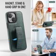 thumbnail image 6 of Case for iPhone 13, PU Leather, Magnetic Hand Grip Bracket, Classic Ultra Slim Lightweight Drop Protective Business Men Women Phone Case Cover Compatible with iPhone 13, Green, 6 of 6
