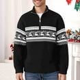 thumbnail image 2 of Christmas Sweater for Men Long Sleeve Mock Quarter Zip Cable Knit Pullover Tops Black XL, 2 of 4