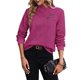 thumbnail image 2 of Camisas de Larga para Mujer, Conjuntos de Otoño, Camisetas con Cuello en V, Blusas Tipo Túnica con Botones, Ropa de Moda Rosa Roja M, 2 of 7