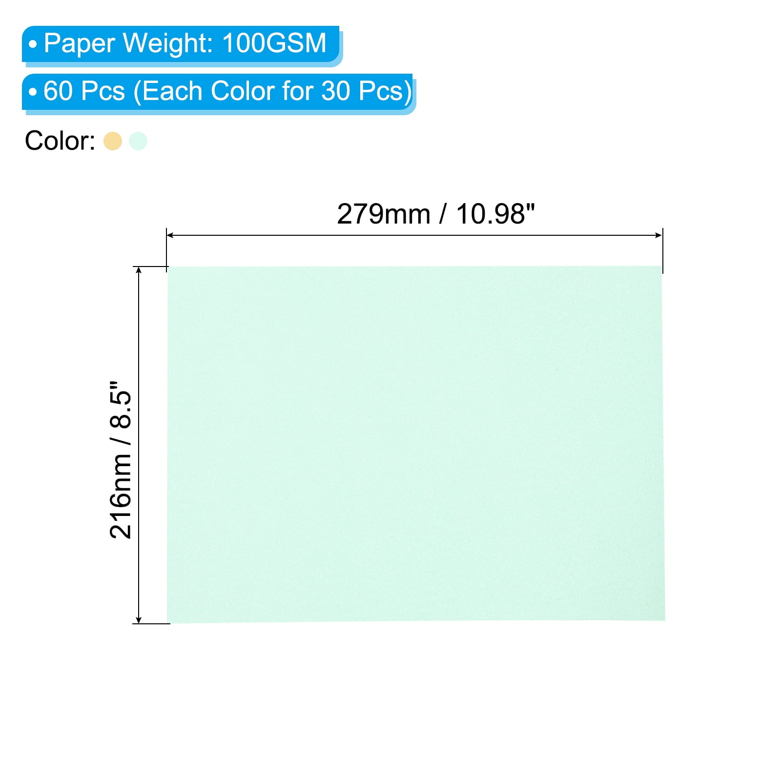 Uxcell 60 Sheets Vellum Paper 8.5 x 10.98 inch, Printable Translucent Paper for Invitations Beige Gold, Light Blue