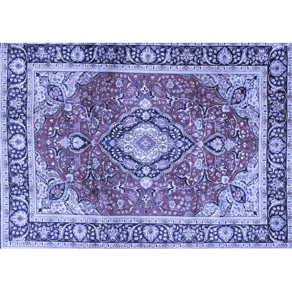 Ahgly Company Indoor Rectangle Medallion Blue Traditional Area Rugs, 8' x 12'