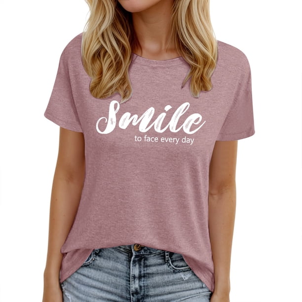 Camiseta informal de manga corta con cuello en V y estampado para mujer - Poliéster y spandex, transpirable, diseño floral - Top de moda para verano/otoño