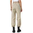 thumbnail image 3 of INSPIRE CHIC Women's Pants Cargo Lightweight High Waist Elastic Drawstring Wide Leg Trousers with Pockets S Khaki, 3 of 6