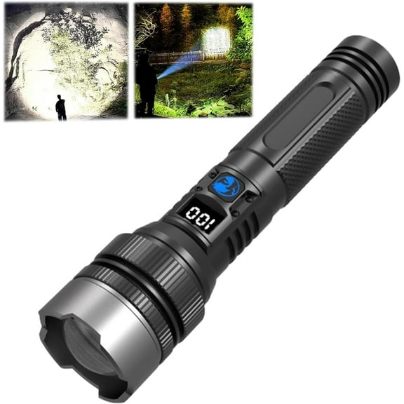 Powerful Flashlight 150000 Lumens, USB Rechargeable Waterproof, Super Bright Handheld Flashlight, Zoomable Torch for Camping Hiking Biking Home Emergency