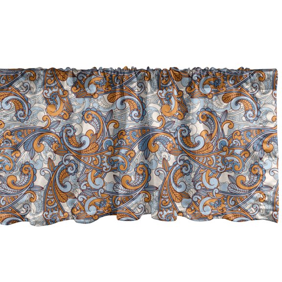 Ambesonne Vintage Window Valance, Paisley Inspired, 54" X 12", Orange Pale Blue Cream
