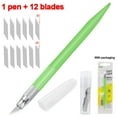 thumbnail image 2 of ZOURIH Precision Craft Knife Set - 3 Pen-Style Knife + 36 Replaceable Blades (30°/45°),Anti-Slip Grip for Paper Cutting,Vinyl,Model Making & Scrapbooking,Green, 2 of 3