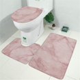 thumbnail image 2 of Pink Marble Pattern Bathroom Rugs Sets 3 Piece,Toilet Cover Set,Absorbent Non Slip Bathroom Mats Sets with U-Shaped Contour Rug Toilet Rug Set, 2 of 5
