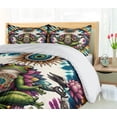 thumbnail image 4 of Ambesonne Trippy Duvet Cover Set, Psychedelic Frog Esoteric, Calking, Lime Green Apricot Teal, 4 of 5