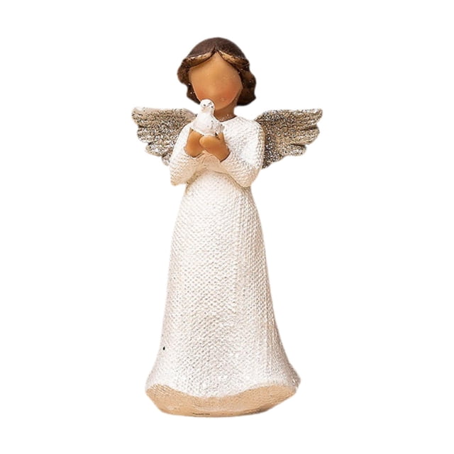 Estatua de ángel, figura de resina, figura de querubín de escritorio, escultura que sostiene una paloma, decorativa para pasillos de año Nuevo,
