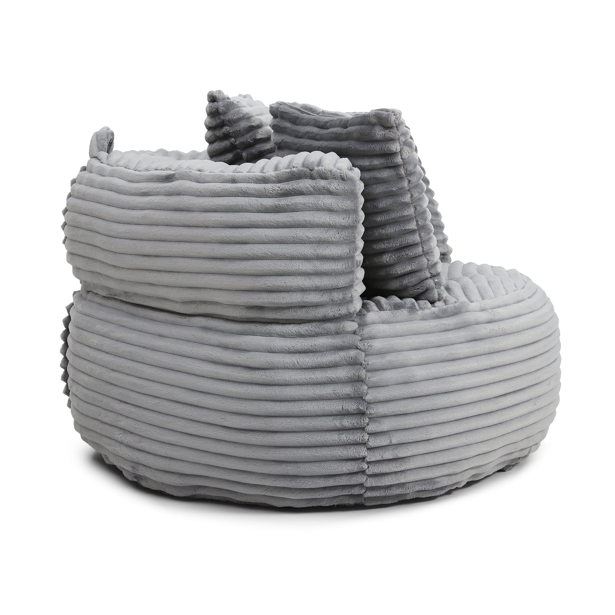 Leumius Lazy Sofa,Corduroy Fabric Oversized Bean Bag Sofa with High Back,Lounge Floor Sofa for Gaming,Reading Living Room Bedroom Office,Gray