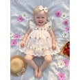 thumbnail image 6 of BemeyourBBs Newborn Baby Girl Summer Tutu Dress Romper Birthday Party Wedding Tulle Dress Plush Ball Flying Sleeve Mesh Romper Dress and Bow Headband 2 Pcs Set, 6 of 9