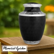 Aluminum Handcrafted Urn - Elegant Keepsake Holder for Adult Human Ashes (Onyx & Chrome)