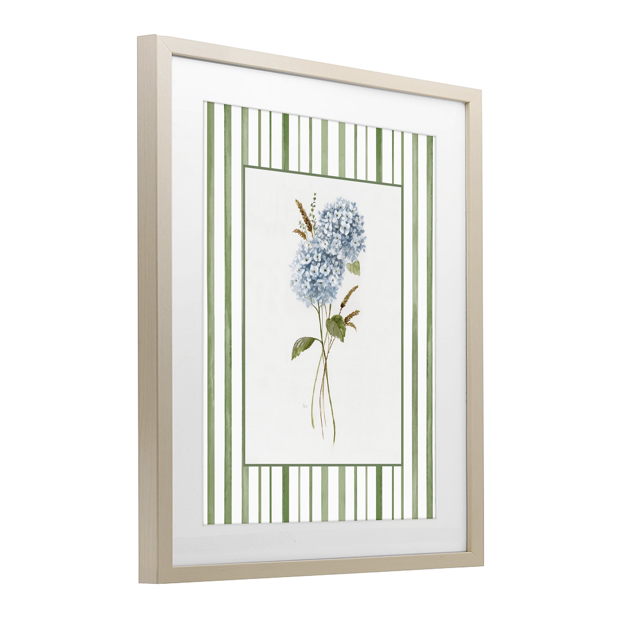Stupell Industries Blue Hydrangea & Dried Wheat Birch Framed Print Under Glass, design by Nan