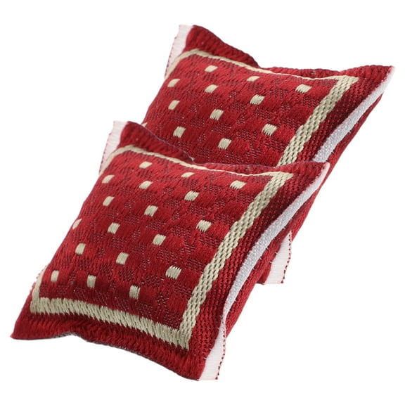 Masteelf 2pcs Dollhouse Miniature Cushion Mini Throw Pillows Doll House Sofa Pillow Mini Cushion Pillows Realistic Tiny Throw Pillows For Doll House