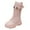 Pink, variant on Girls White Combat Boots Lace-Up Side Zipper Knee High Boot Casual Pu Leather Punk Goth Shoes for Kids Pink 6.5-7Years
