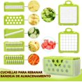 thumbnail image 2 of Picador de Verduras, Cortador de Verduras Multifuncional, con Cuchillas de Acero Inoxidable y Contenedor, Mandoline Rayadores para Verduras Ayudante de Cocina para Frutas, Verduras y Ensaladas, 2 of 4