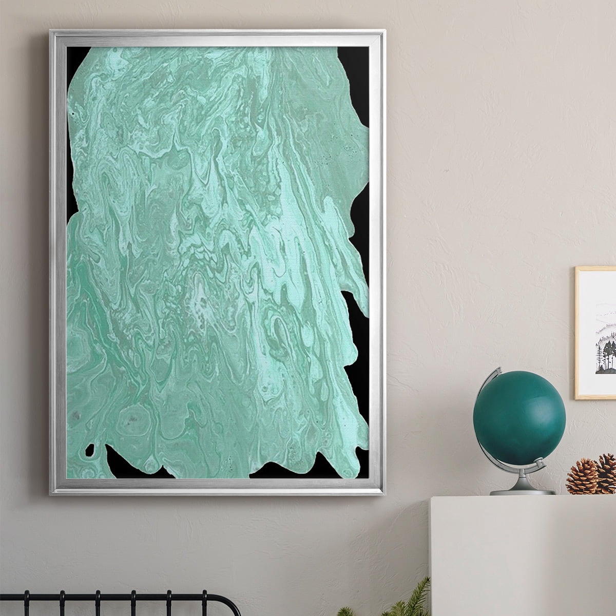 Teal Cascade II Premium Framed Print, in Gold, Black, or Silver - Ready to Hang